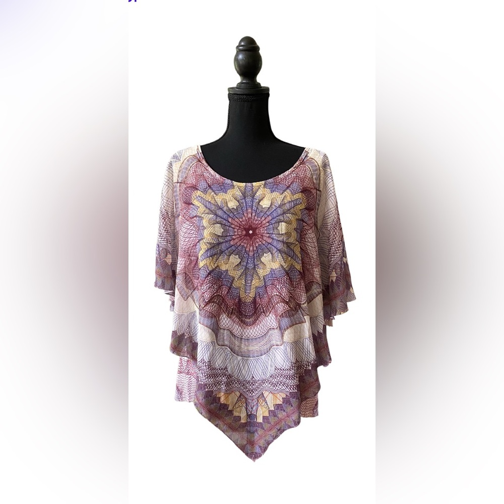 Emerald: Spiral Abstract Patterned Top with Overlay